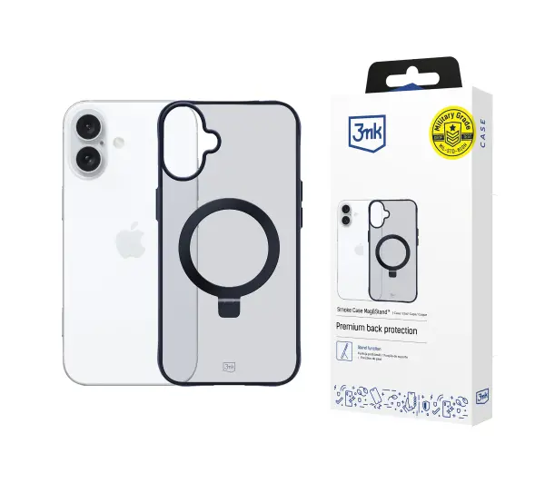 3mk Smoke Case Mag&Stand do iPhone 16 Czarny