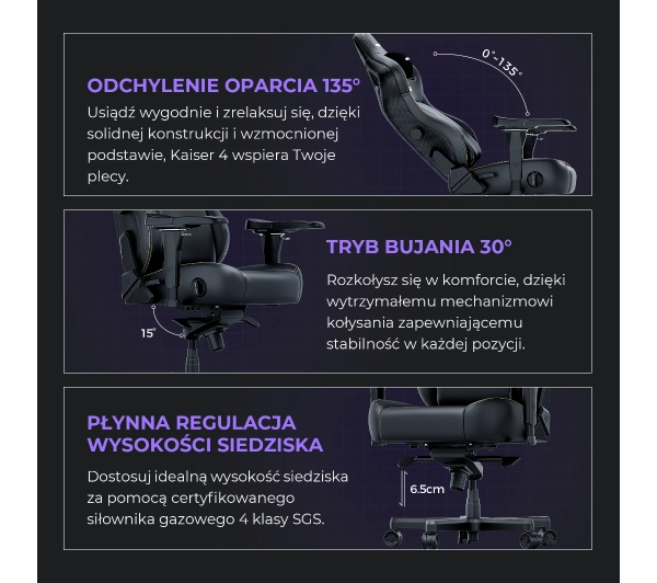 Anda Seat Kaiser 4 XL Gamingowy do 200kg Skóra Eco Czarny - Kup na Raty - RRSO 0%