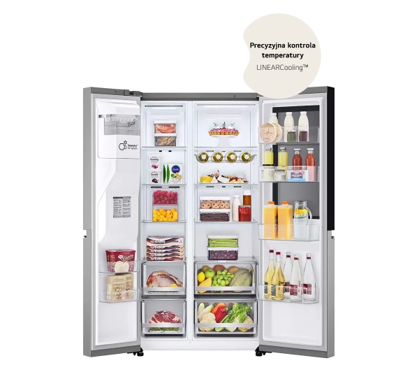LG SBS InstaView GSGV80PYLL Funkcje AI Pełny No Frost 179cm Dystrybutor wody Komora świeżości Zdalne sterowanie Srebrny - TRZECI -55%, ALBO 5-TY ZA 1ZŁ - Kup na Raty - RRSO 0%
