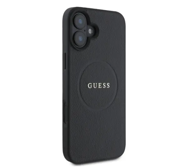 Guess Grained Gold Ring MagSafe do iPhone 16 Czarny