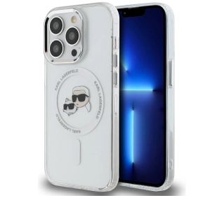 Karl Lagerfeld IML Metal Karl&Choupette Head MagSafe do iPhone14 Pro Biały