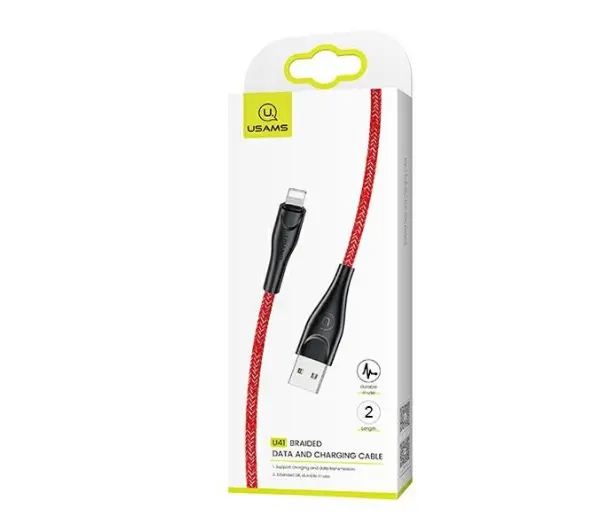 USAMS USB do Lightning 2A  Fast Charge 3m Czerwony