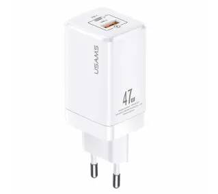 USAMS USB-C+USB GaN 47W PD+QC Fast Charging Biały