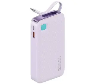 USAMS US-CD224 Ze zwijanym kablem USB-C Retractable 10000mAh PD20W Fast Charge XY Series Fioletowy