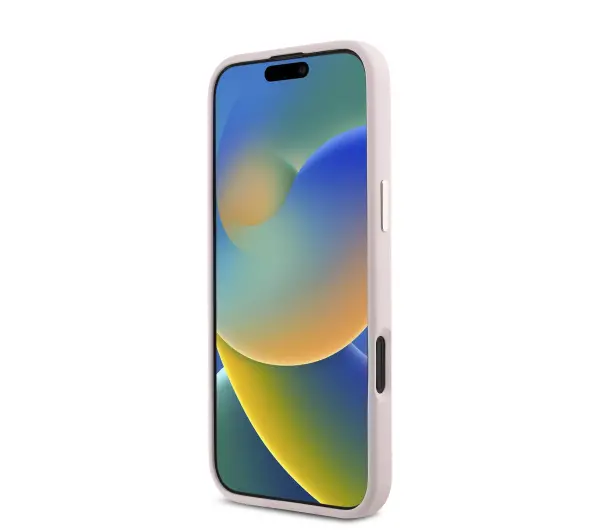 Guess Silicone Script Metal Logo & Frame do iPhone 16 Różowy