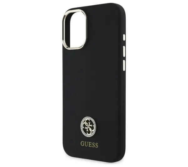 Guess Silicone Logo Strass 4G do iPhone 16 Czarny