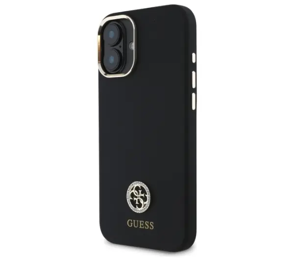 Guess Silicone Logo Strass 4G do iPhone 16 Czarny