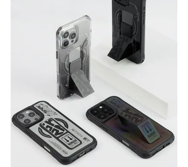 Skinarma Magnetic Charging Grip Stand do iPhone 16 Pro Srebrny