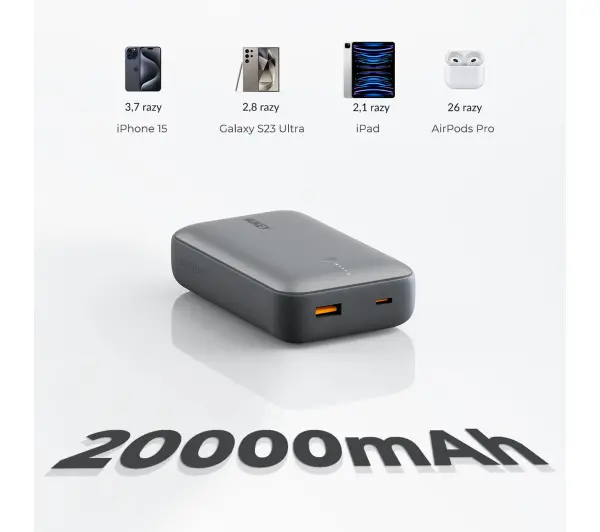 Aukey PB-Y57 20000mAh 22,5W Szary