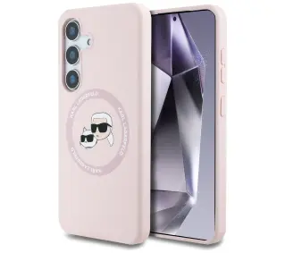 Karl Lagerfeld Silicone Double Heads And Circle MagSafe do Galaxy S25 Plus Różowy