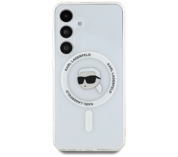 Karl Lagerfeld Button Karl Head Printed Logo MagSafe do Galaxy S25 Biały