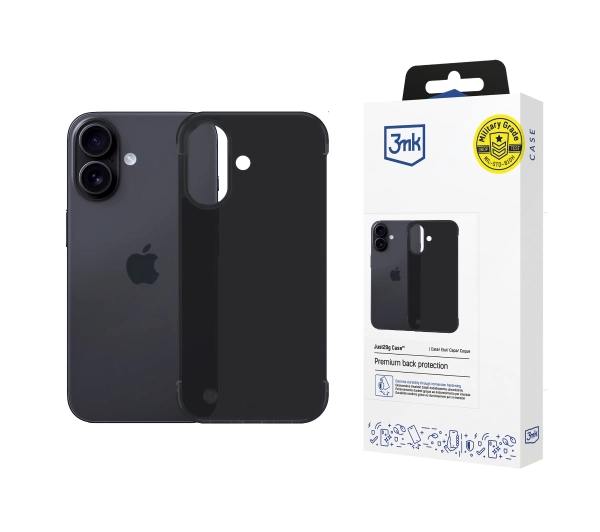 3mk Just20g Clear Case do iPhone 16 Czarny