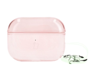Bizon Elastyczne z karabińczykiem do Airpods Pro 2 Przezroczysto-różowy