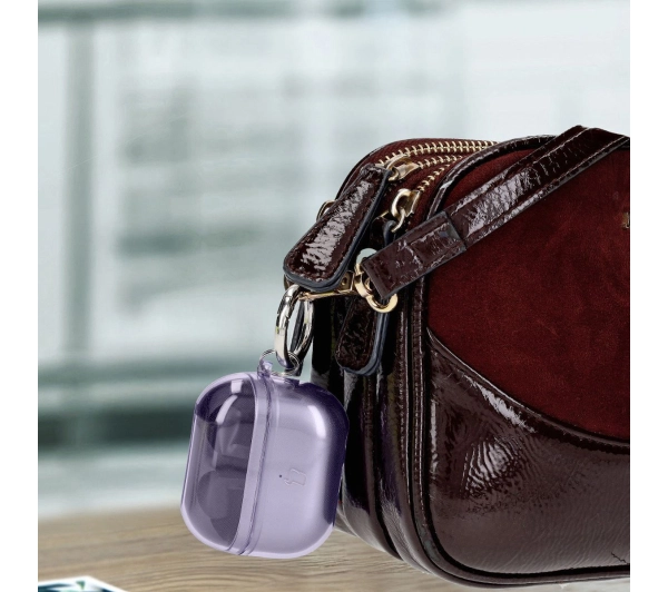 Bizon Elastyczne z karabińczykiem do Samsung Galaxy Buds 3/3 Pro Przezroczysto-fioletowy