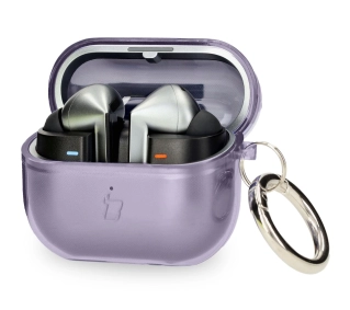Bizon Elastyczne z karabińczykiem do Samsung Galaxy Buds 3/3 Pro Przezroczysto-fioletowy