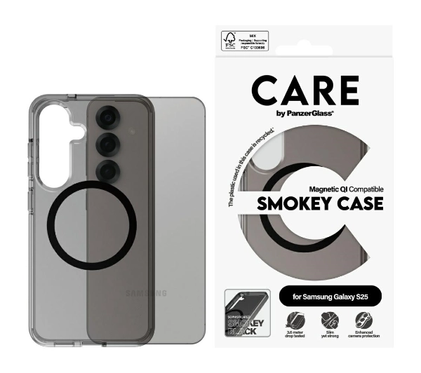 PanzerGlass CARE by Flagship Urban Combat Black QI do Galaxy S25 Szary