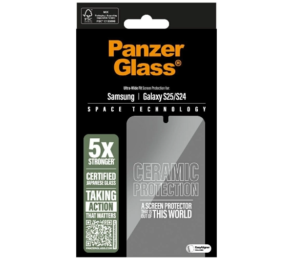 PanzerGlass Ultra-Wide Fit do Galaxy S25 ceramic