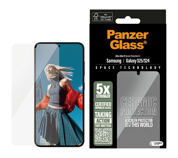PanzerGlass Ultra-Wide Fit do Galaxy S25 ceramic