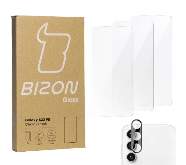 Bizon 3x szkło + szybka na aparat Clear 2 Pack do Galaxy S23 FE