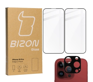 Bizon 2x szkło + szybka na aparat Edge 2 Pack do iPhone 15 Pro