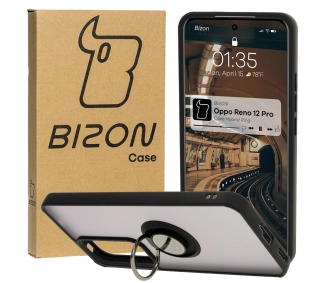 Bizon z uchwytem na palec Hybrid Ring do Oppo Reno 12 Pro Przydymione z czarną ramką