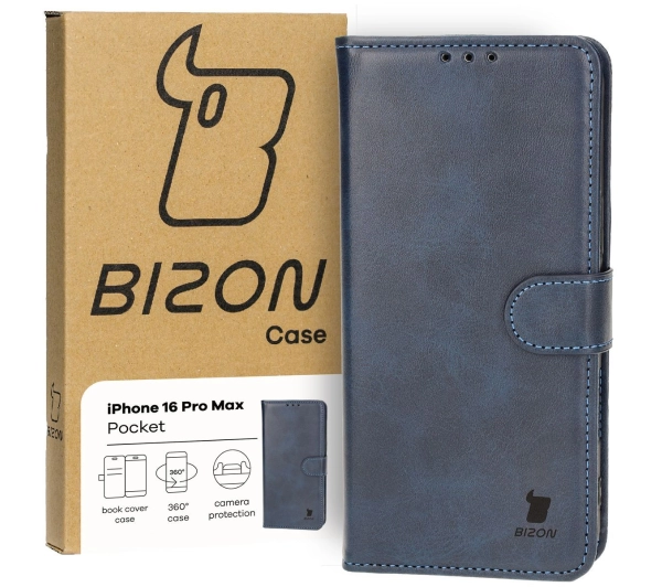Bizon z klapką Pocket do iPhone 16 Pro Max Granatowy