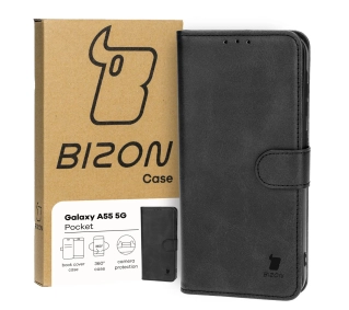 Bizon z klapką Pocket do Galaxy A55 5G Czarny