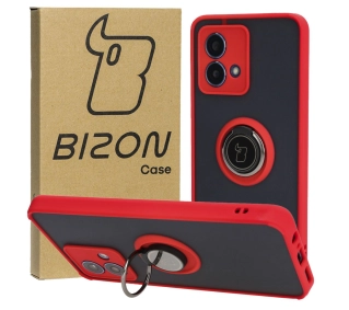 Bizon z uchwytem na palec Hybrid Ring do Motorola Moto G84 5G Przydymione z czerwoną ramką