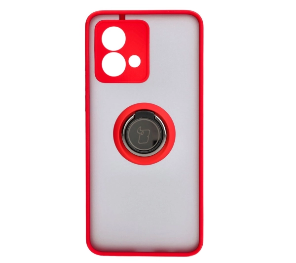 Bizon z uchwytem na palec Hybrid Ring do Motorola Moto G84 5G Przydymione z czerwoną ramką