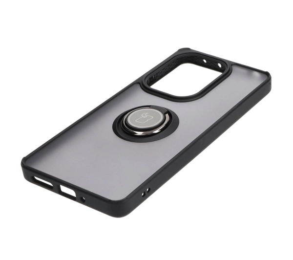 Bizon z uchwytem na palec Hybrid Ring do Xiaomi Poco M6 Pro 4G / Xiaomi Redmi Note 13 Pro 4G Przydymione z czarną ramką