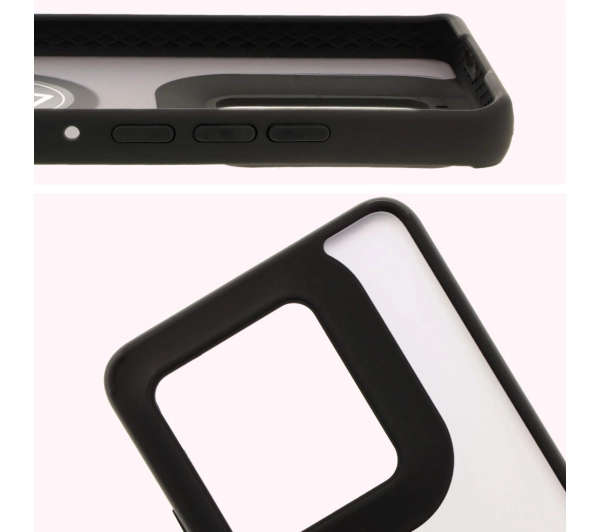 Bizon z uchwytem na palec Hybrid Ring do Motorola Edge 50 Ultra Przydymione z czarną ramką