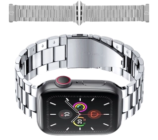 Bizon ze stali nierdzewnej Aura do Apple Watch 49/46/45/44/42mm Srebrny