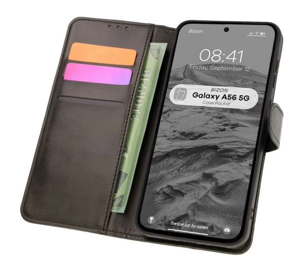Bizon z klapką Pocket do Galaxy A56 5G Czarny