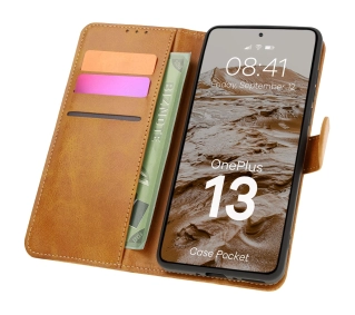 Bizon z klapką Pocket do OnePlus 13 Brązowy