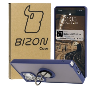 Bizon z uchwytem na palec Hybrid Ring do Galaxy S25 Ultra Przydymione z jasnoniebieską ramką