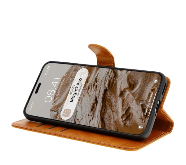 Bizon z klapką Pocket do Honor Magic7 Pro Brązowy