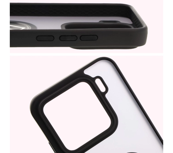 Bizon z uchwytem na palec Hybrid Ring do Xiaomi 15 Przydymione z czarną ramką