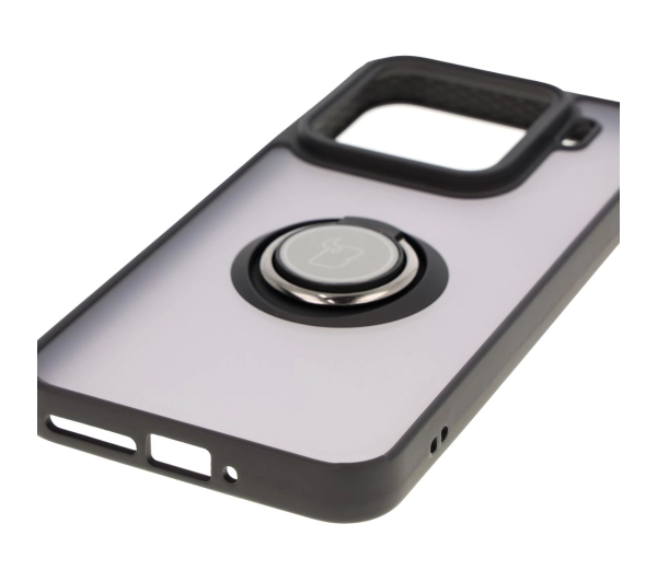 Bizon z uchwytem na palec Hybrid Ring do Xiaomi 15 Przydymione z czarną ramką
