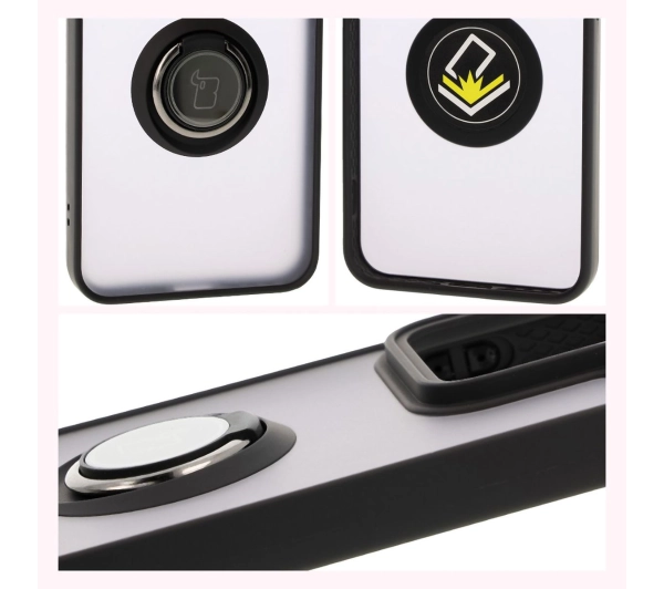 Bizon z uchwytem na palec Hybrid Ring do Xiaomi 15 Przydymione z czarną ramką