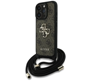 Guess 4G Big Logo Cord Stap Crossbody do iPhone 16 Pro Max Brązowy