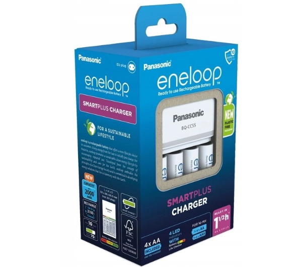 Panasonic Eneloop BQ-CC55E + 4 akumulatory AA 2000mAh