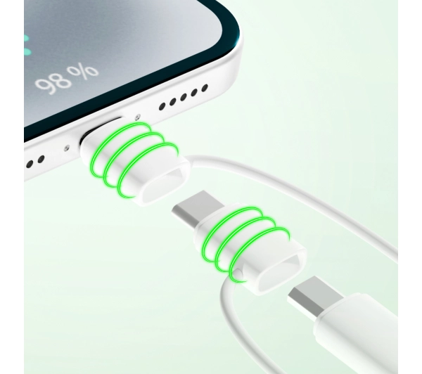 QUALO 3w1 USB-C do USB/microUSB/Lightning 1,5m 3A Biały