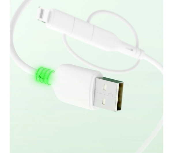 QUALO 3w1 USB-C do USB/microUSB/Lightning 1,5m 3A Biały