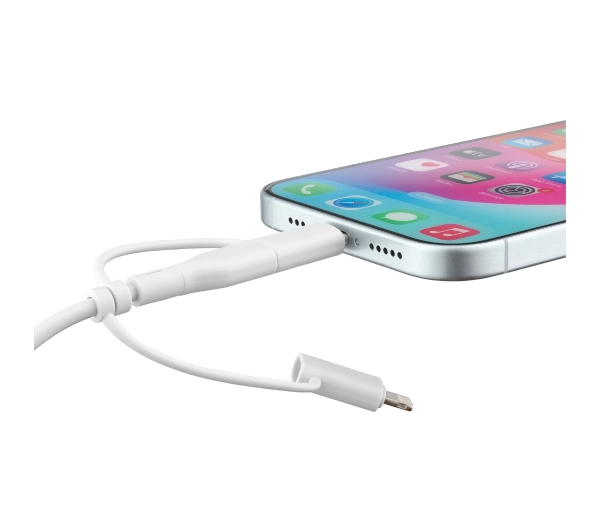 QUALO 3w1 USB-C do USB/microUSB/Lightning 1,5m 3A Biały
