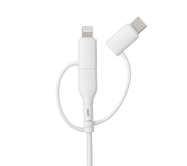 QUALO 3w1 USB-C do USB/microUSB/Lightning 1,5m 3A Biały