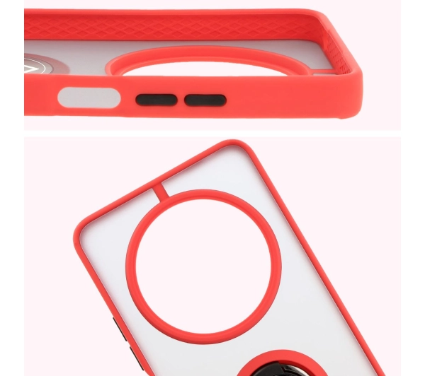 Bizon z uchwytem na palec Hybrid Ring do Xiaomi Redmi 14C 4G/POCO C75 przydymione z Czerwoną ramką