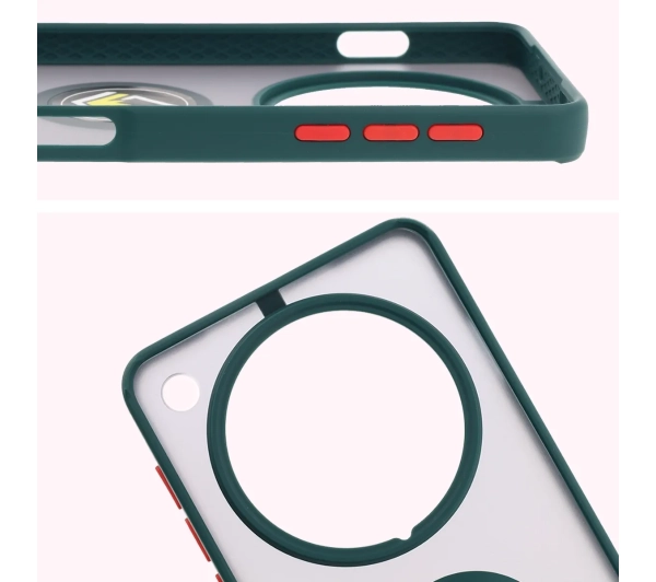 Bizon z uchwytem na palec Hybrid Ring do Oppo Find X8 Pro przydymione z Ciemnozieloną ramką