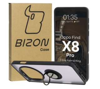 Bizon z uchwytem na palec Hybrid Ring do Oppo Find X8 Pro przydymione z Czarną ramką