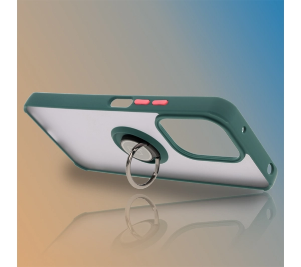 Bizon z uchwytem na palec Hybrid Ring do Xiaomi Redmi 13 4G przydymione z Ciemnozieloną ramką