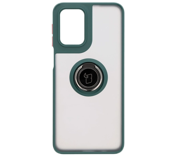 Bizon z uchwytem na palec Hybrid Ring do Motorola Moto G55 5G przydymione z Ciemnozieloną ramką